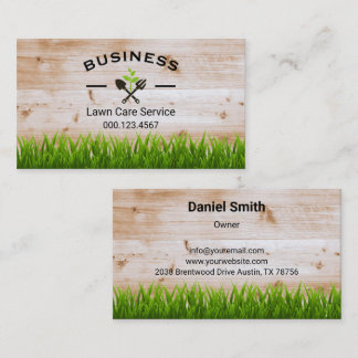 Rustic Barn Wood Lawn Care & Landscaping Service Visitekaartje