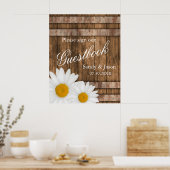 Rustic Barn Wood met Daisies - Onderteken Poster (Keuken)