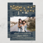 Rustic Barn Wood Monogram Foto Opslaan van de Datu Kaart (Voorkant / Achterkant)