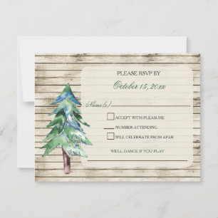 Rustic Barn Wood Pine Wedding Kaart