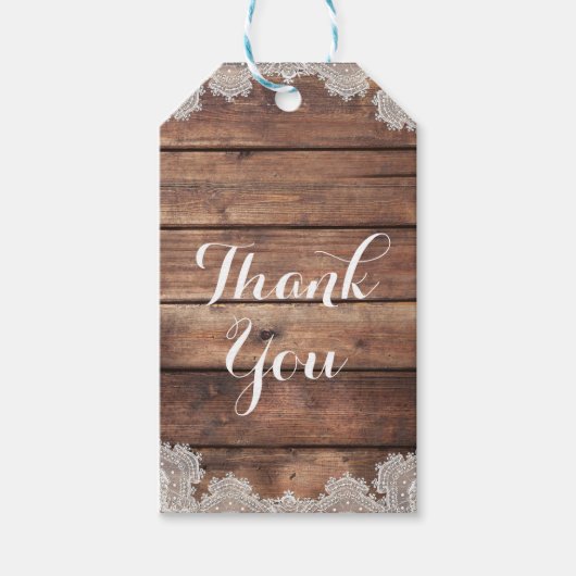 Rustic Barn Wood Romantic Lace Bridal Favor Cadeaulabel (Voorkant)