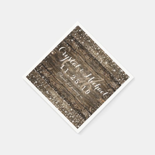 Rustic Barn Wood Snowflakes Winter Weddenschap Servetten (Hoek)