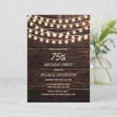 Rustic Barn Wood String Lights 75th Birthday Kaart (Staand voorkant)