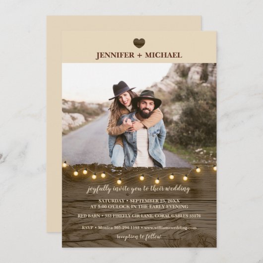 Rustic Barn Wood String Lights Kaart (Voorkant / Achterkant)