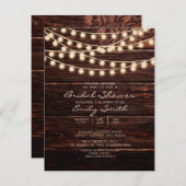 Rustic Barn Wood String Lights Vrijgezellenfeest Kaart (Voorkant / Achterkant)