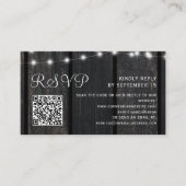 Rustic barn wood string lights wedding QR RSVP Informatiekaartje (Voorkant)