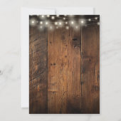 Rustic Barn Wood String Lights Wedding Reception Kaart (Achterkant)