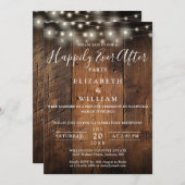 Rustic Barn Wood String Lights Wedding Reception Kaart (Voorkant / Achterkant)