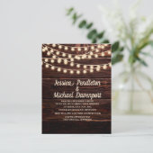 Rustic Barn Wood String Lights Wedding Uitnodiging (Staand voorkant)