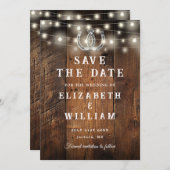 Rustic Barn Wood String Lights Western Wedding  Save The Date (Voorkant / Achterkant)