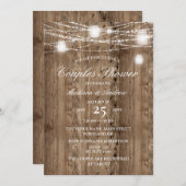 Rustic Barn Wood String of Lights Couples Shower Kaart (Voorkant / Achterkant)