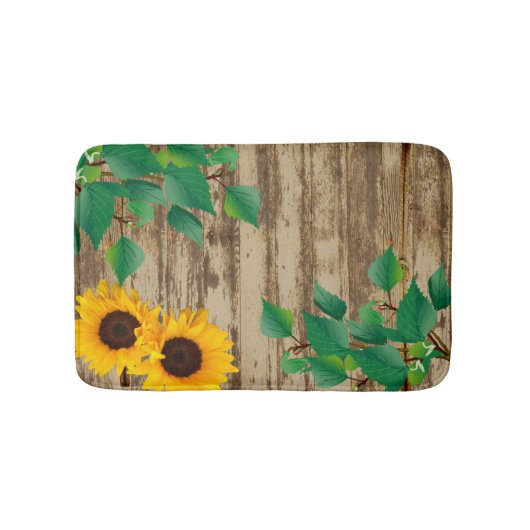 Rustic Barn Wood Sunflower Badmat (Voorkant)