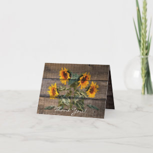 Rustic Barn Wood Sunflower Bedankkaart