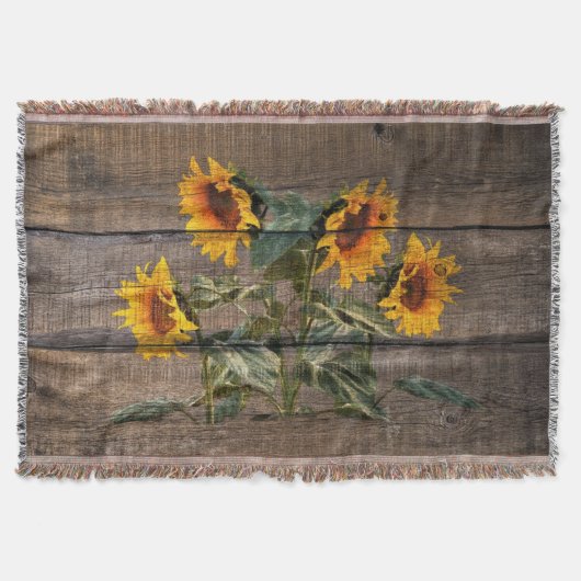 Rustic Barn Wood Sunflower Deken (Voorkant)