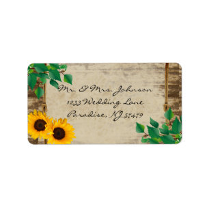 Rustic Barn Wood Sunflower Etiket