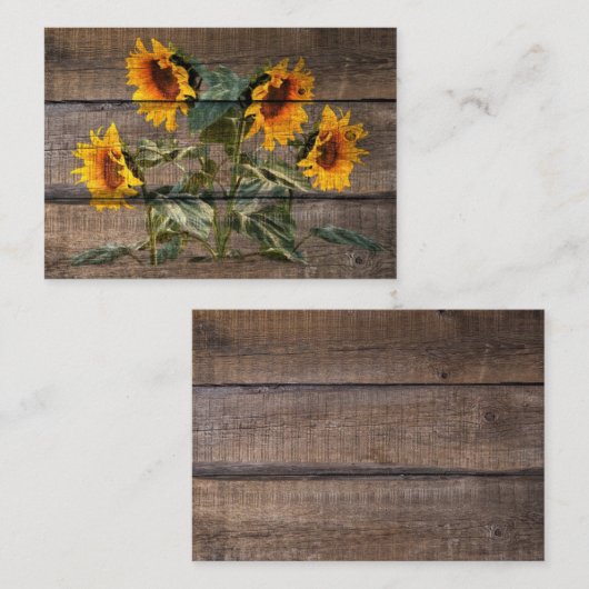 Rustic Barn Wood Sunflower Informatiekaartje (Voorkant / Achterkant)