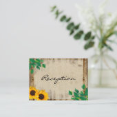 Rustic Barn Wood Sunflower Informatiekaartje (Staand voorkant)