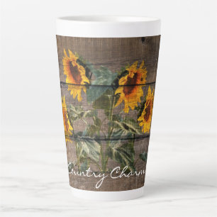 Rustic Barn Wood Sunflower Latte Mok