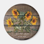 Rustic Barn Wood Sunflower Magneet (Voorkant)