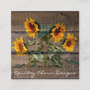 Rustic Barn Wood Sunflower Vierkante Visitekaartje