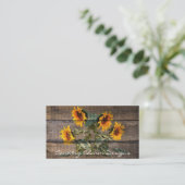 Rustic Barn Wood Sunflower Visitekaartje (Staand voorkant)