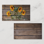 Rustic Barn Wood Sunflower Visitekaartje (Voorkant / Achterkant)