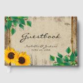 Rustic Barn Wood Sunflower Wedding Gastenboek (Voorkant)