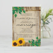 Rustic Barn Wood Sunflower Wedding Kaart (Staand voorkant)