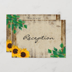 Rustic Barn Wood Sunflower Wedding - Ontvangst Kaart