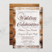 Rustic Barn Wood Wedding Celebration Invitation Kaart (Voorkant / Achterkant)