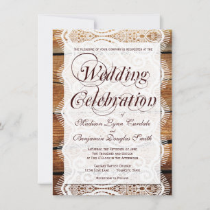 Rustic Barn Wood Wedding Celebration Invitation Kaart