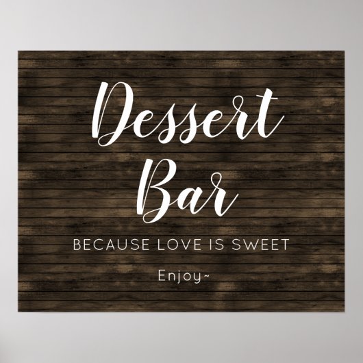 Rustic Barn Wood Wedding Dessert Bar Poster (Voorkant)