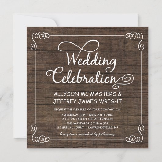 Rustic Barn Wood Wedding Invitations Kaart (Voorkant)