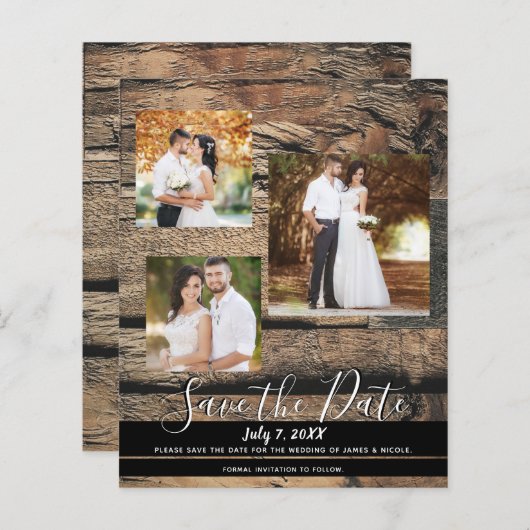 Rustic Barn Wood Wedding Photo Save the Date (Voorkant / Achterkant)