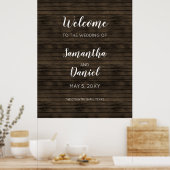 Rustic Barn Wood Wedding Welcome Sign Poster (Keuken)