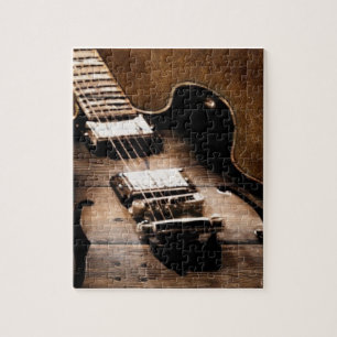 Rustic Barn Wood Western Country Music Guitar Legpuzzel
