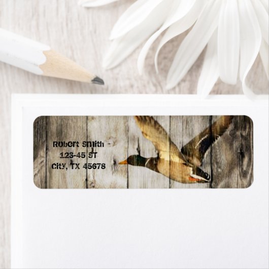 Rustic Barn wood Western Land dat Wilde Duck vlieg Etiket (Insitu)