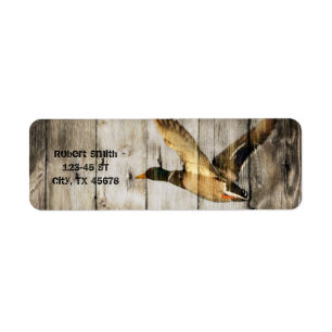 Rustic Barn wood Western Land dat Wilde Duck vlieg Etiket