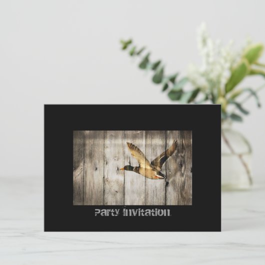 Rustic Barn wood Western Land dat Wilde Duck vlieg Kaart (Staand voorkant)