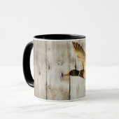 Rustic Barn wood Western Land dat Wilde Duck vlieg Mok (Voorkant links)