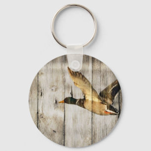 Rustic Barn wood Western Land dat Wilde Duck vlieg Sleutelhanger