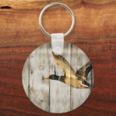 Rustic Barn wood Western Land dat Wilde Duck vlieg Sleutelhanger (Voorkant)