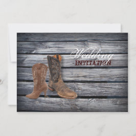 Rustic Barn Wood Westerne Cowboy bruiloft Kaart