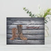 Rustic Barn Wood Westerne Cowboy bruiloft Kaart (Staand voorkant)
