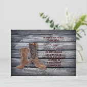 Rustic Barn Wood Westerne Cowboy bruiloft Kaart (Staand voorkant)