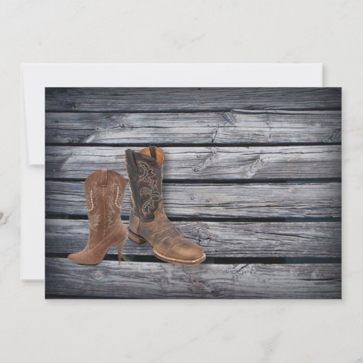 Rustic Barn Wood Westerne Cowboy bruiloft Kaart (Achterkant)