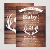 Rustic Barn Wood & White Deer Antlers Banner Kaart (Voorkant / Achterkant)