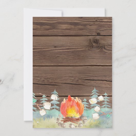 Rustic Barnwood Camping Invitation d'anniversaire (Dos)