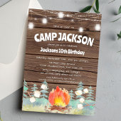 Rustic Barnwood Camping Invitation d'anniversaire