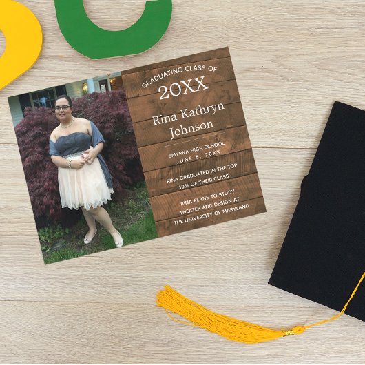Rustic Barnwood Faire-part de graduation photo